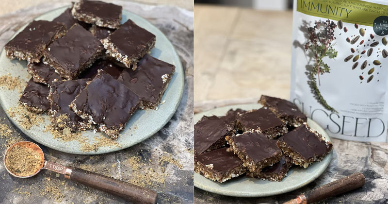 Dark Chocolate and Seed Squares