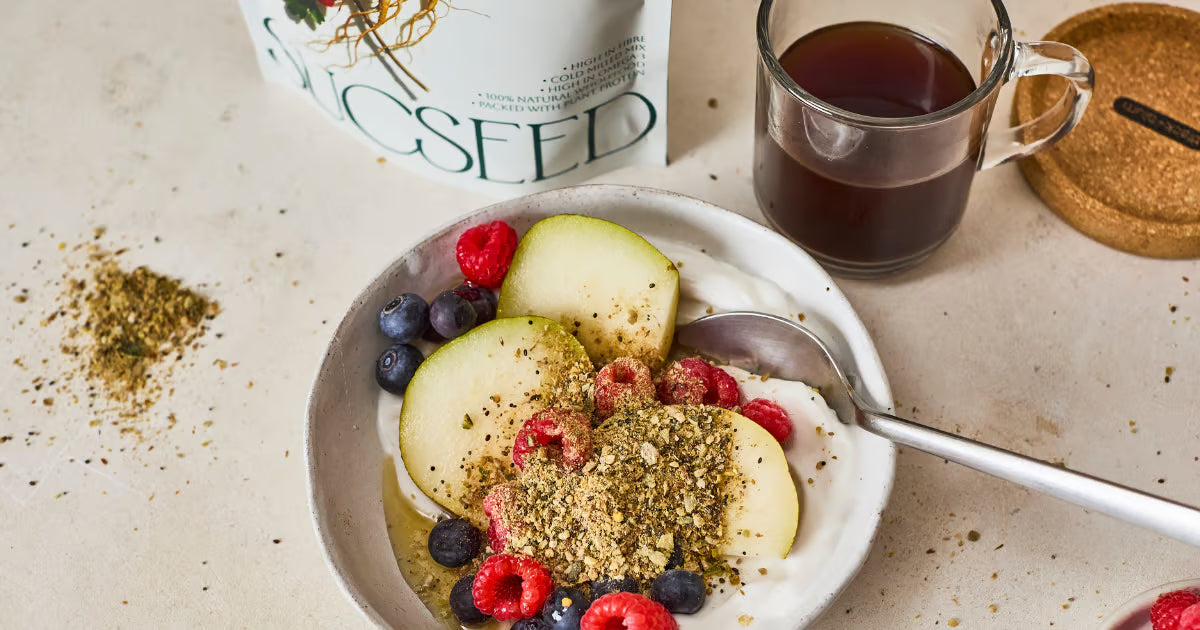 Quick Yoghurt Bowl with Pear, Berries, Honey & SUCSEED