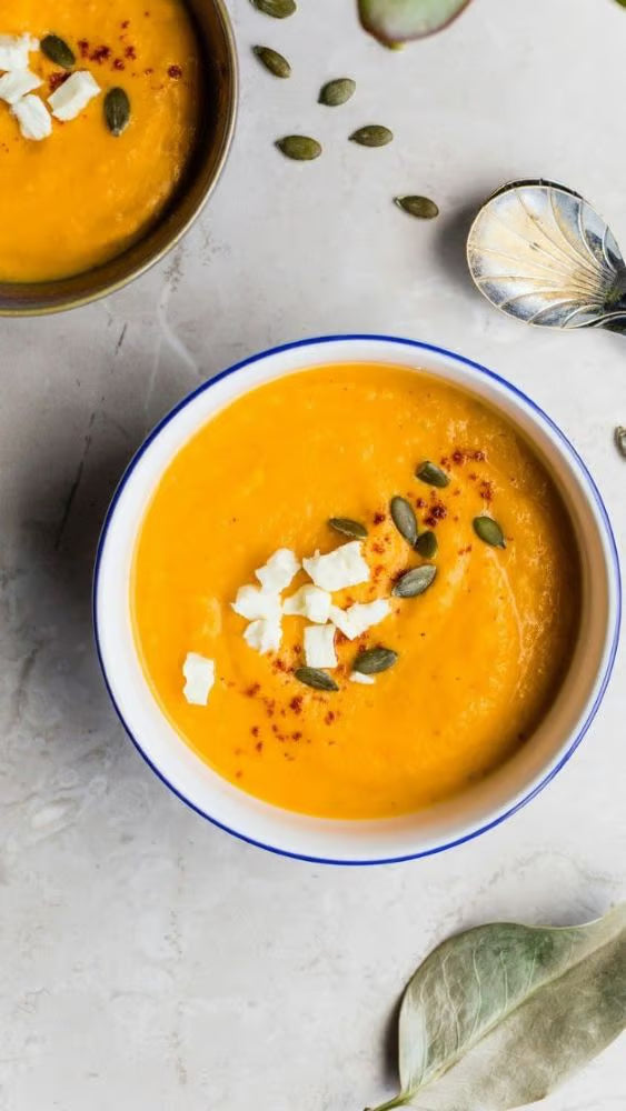Butternut squash soup with seeds